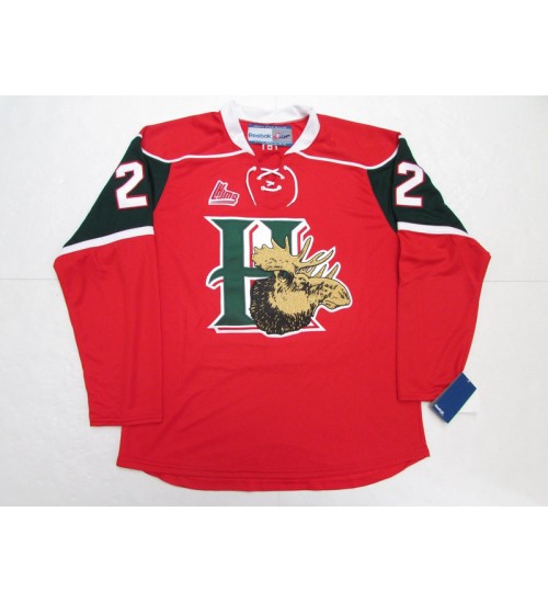 Custom QMJHL Halifax Mooseheads 2009-Pres 22 Nathan MacKinnon Hockey jersey Home Red